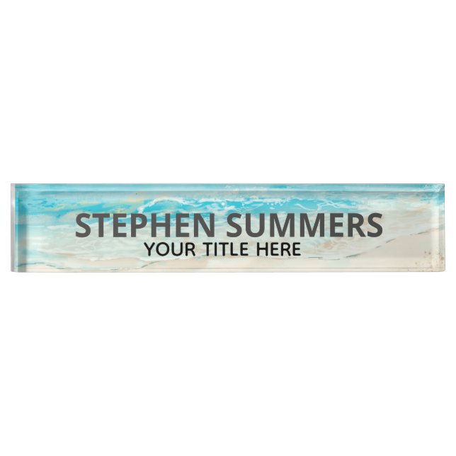 Watercolor Beach Ocean Surf Personalised  Nameplate (Front)