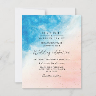 Watercolor beach ocean wedding invitation