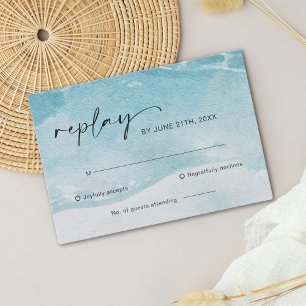 Watercolor Beach Ocean Wedding RSVP Card