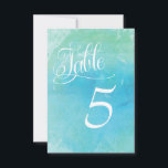 Watercolor Beach Ocean Wedding Table Number Card<br><div class="desc">Watercolor Beach Ocean Wedding Table Number Card.</div>