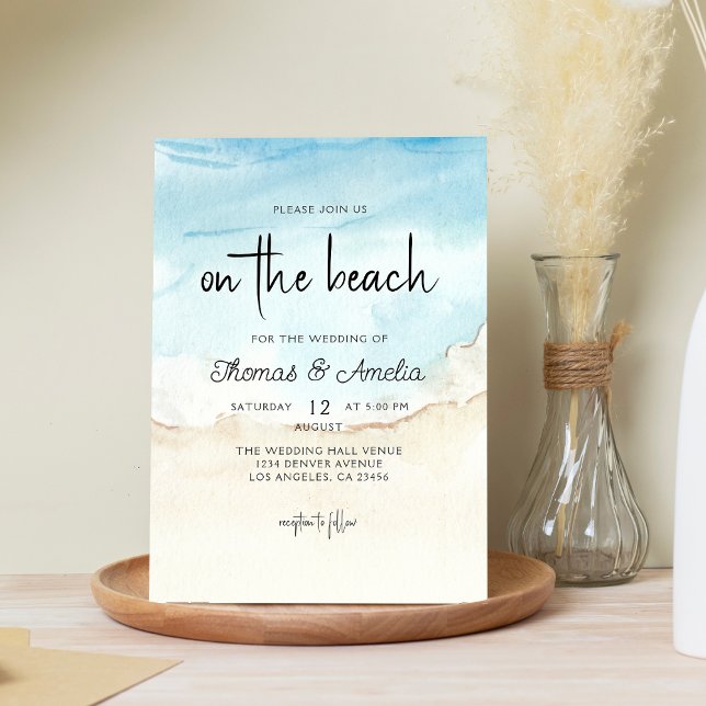 Watercolor Beach On The Beach Summer Wedding  Invitation (Creator Uploaded)
