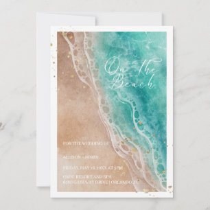Watercolor Beach On The Beach Wedding  Invitation