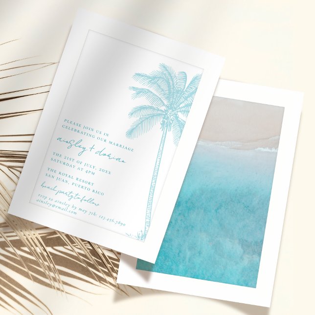 Watercolor Beach On The Beach Wedding Invitation (Creator Uploaded)