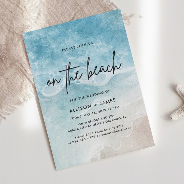 Watercolor Beach On The Beach Wedding Invitation (Creator Uploaded)