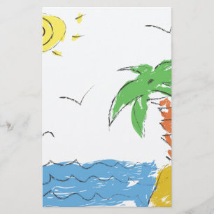 Watercolor Beach Palm Tree Stationery Set – Tropic