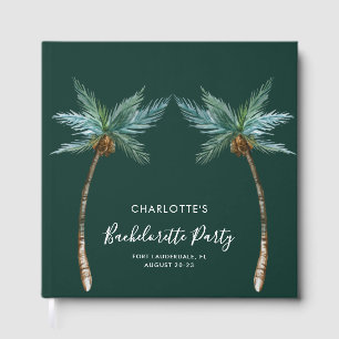Watercolor Beach Palm Trees Bachelorette Party Guest Book