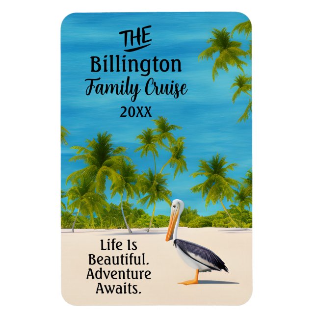 Watercolor Beach Pelican Ocean Cruise Cabin Door Magnet (Vertical)