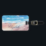 Watercolor Beach Personalised Name  Luggage Tag<br><div class="desc">Watercolor beach painting custom name luggage tag</div>
