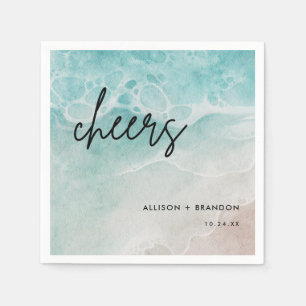 Watercolor Beach Personalised Wedding Napkin