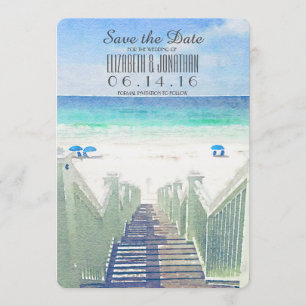 Watercolor Beach Pier Tropical Save the Date