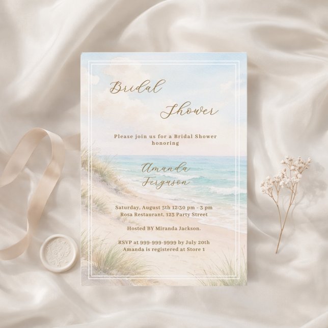 Watercolor beach sand dunes Bridal Shower Invitation (Creator Uploaded)