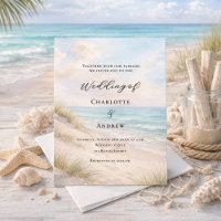 Watercolor beach sand dunes wedding