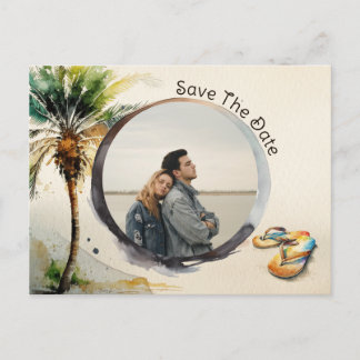 Watercolor Beach Save the Date Postcard