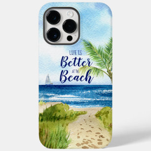 Watercolor Beach Scene Life is Better at the Beach Case-Mate iPhone 14 Pro Max Case
