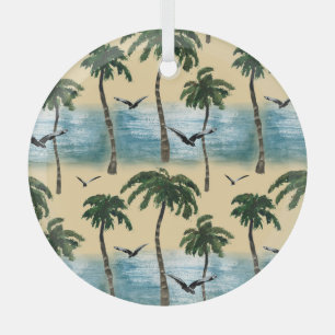 Watercolor beach, seamless tranquillity glass tree decoration