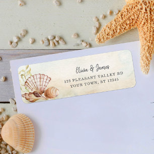 Watercolor Beach Seashells Wedding Return Address