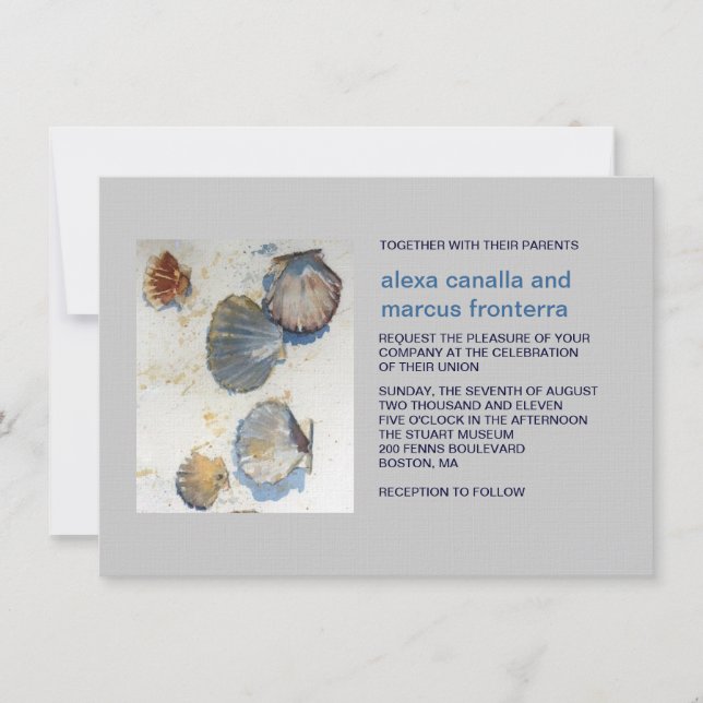Watercolor Beach Shells Wedding Invitation (Front)