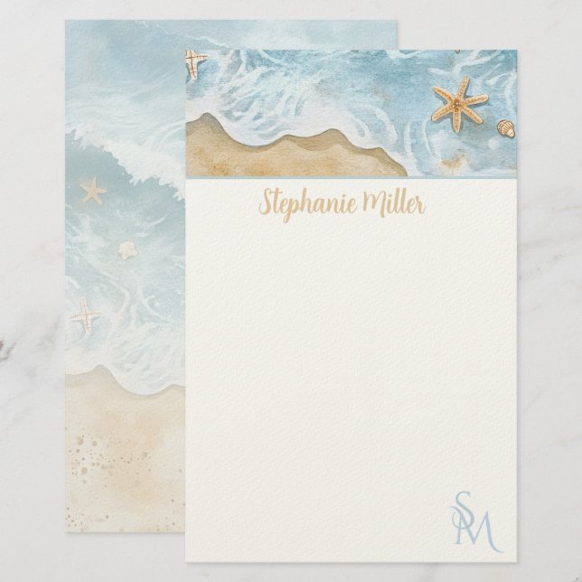 Watercolor Beach Stationery  (Front/Back)