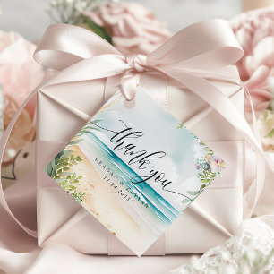 Watercolor Beach Summer Wedding Thank You Favour Tags
