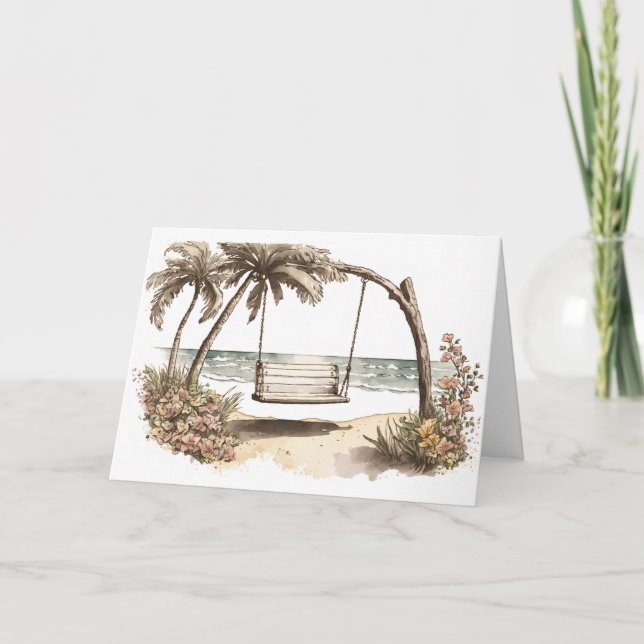 Watercolor Beach Swing and Card (Front)