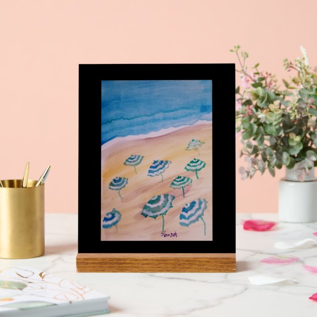 Watercolor beach umbrellas acrylic sign (Wedding)