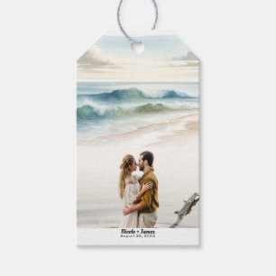 Watercolor Beach Waves Coastal Photo Wedding Gift Tags
