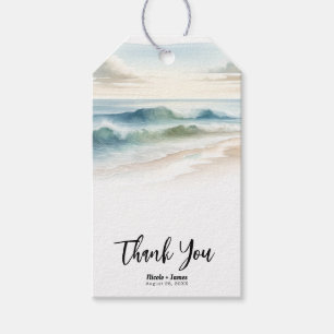 Watercolor Beach Waves Rustic Coastal Wedding Gift Tags