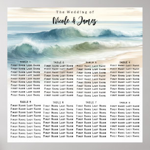 Watercolor Beach Waves Wedding Seating Chart
