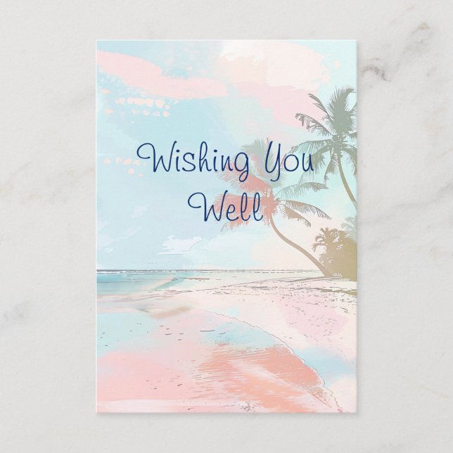 Watercolor Beach Wedding Enclosure Card (Front)