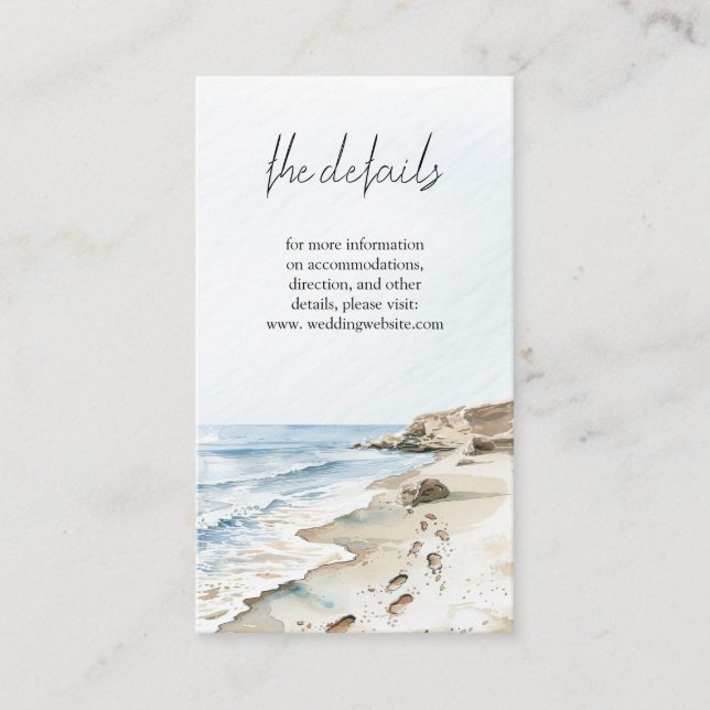 Watercolor Beach Wedding  Enclosure Card (Front)