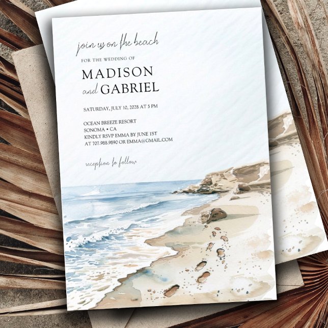 Watercolor Beach Wedding  Invitation (Creator Uploaded)