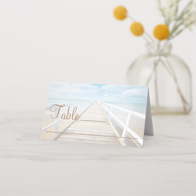 Watercolor Beach Wedding Place Card (Front)