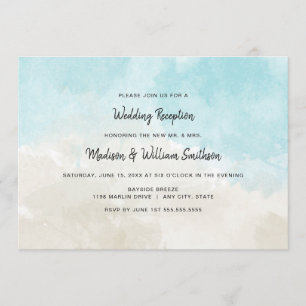 Watercolor Beach Wedding Reception only Invitation