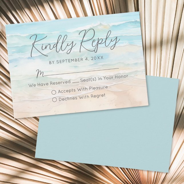 Watercolor Beach Wedding RSVP Reply Card (Watercolor Beach Wedding RSVP Reply Card)