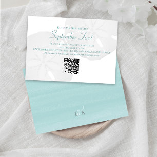Watercolor Beach Wedding Sand Dollar RSVP Card
