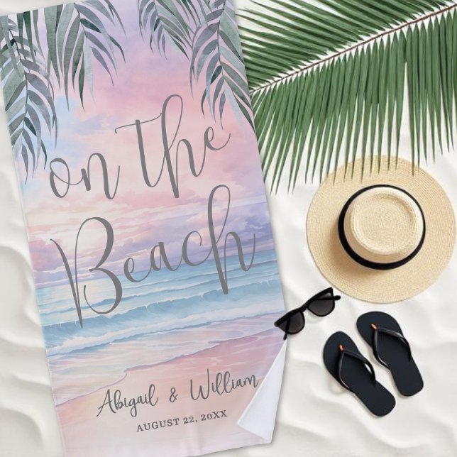 Watercolor Beach Wedding Towel (Watercolor On The Beach Wedding Towel )