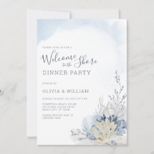 Watercolor Beach Welcome to the Shore Dinner Invitation