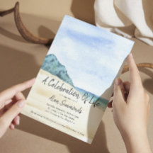 Watercolor Beach With Photo Celebration Of Life
