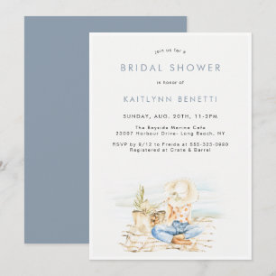Watercolor Beachside Bridal Shower Invitation