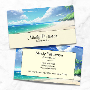 Watercolor Beachy Ocean Tropical Travel Yellow Business Card