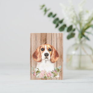Watercolor Beagle & Flowers  Card