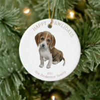 Watercolor Beagle Puppy Happy Pawlidays Photo