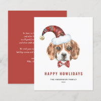 Watercolor Beagle Santa Happy Howlidays Card
