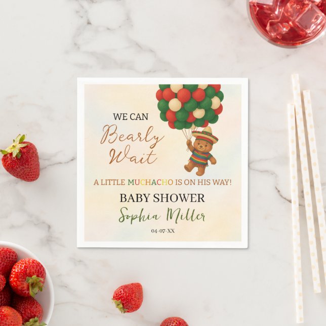 Watercolor Bear Baby Shower Fiesta Napkin (Insitu)