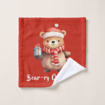 Watercolor Bear Bearry Christmas Forest Animal