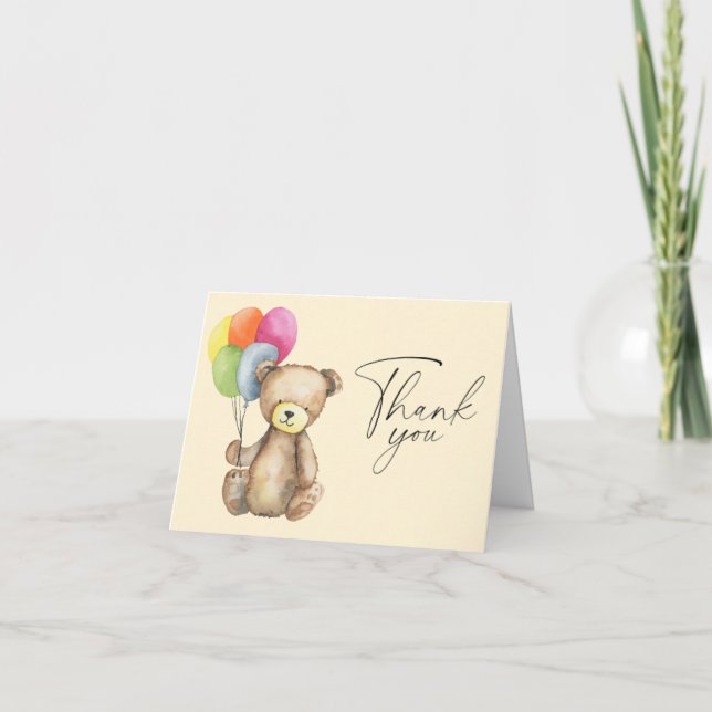 Watercolor Bear elegant  Thank You Card (Front)