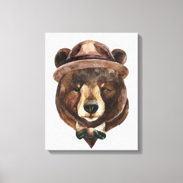 Watercolor Bear Fashion Canvas Print (Front)