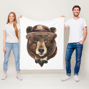 Watercolor Bear Fashion Fleece Blanket