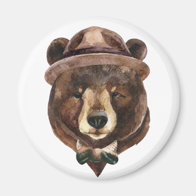 Watercolor Bear Fashion Magnet (Front)