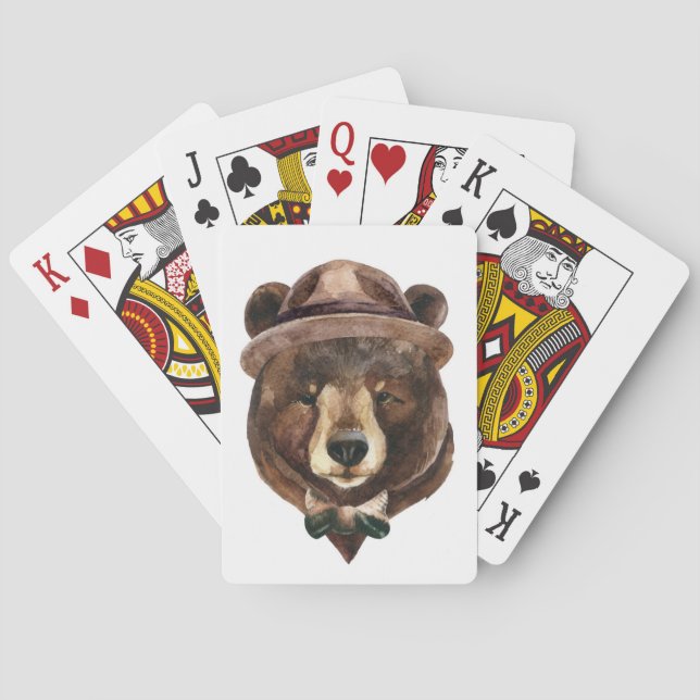 Watercolor Bear Fashion Playing Cards (Back)